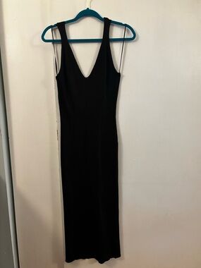 H&M Black Ribbed V-Neck Bodycon Maxi Dress